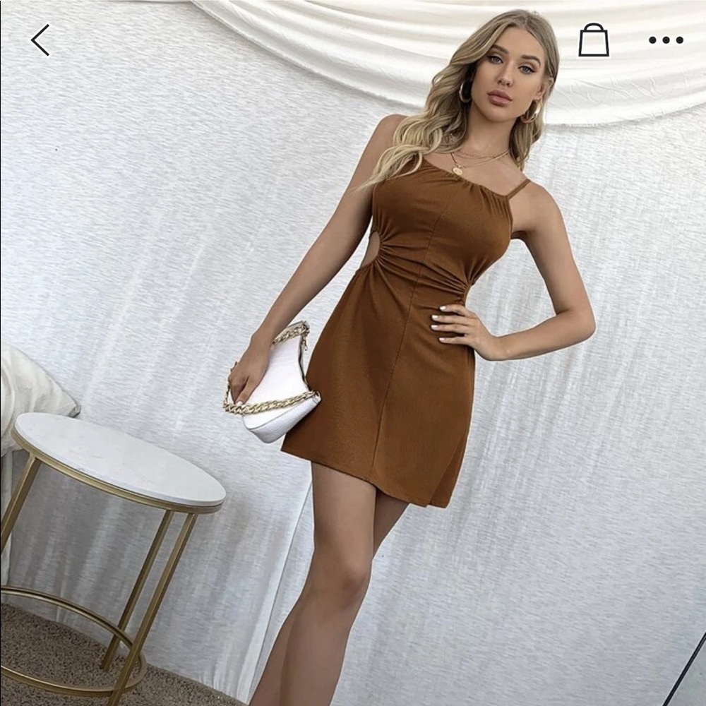 Brown dress with side cut out